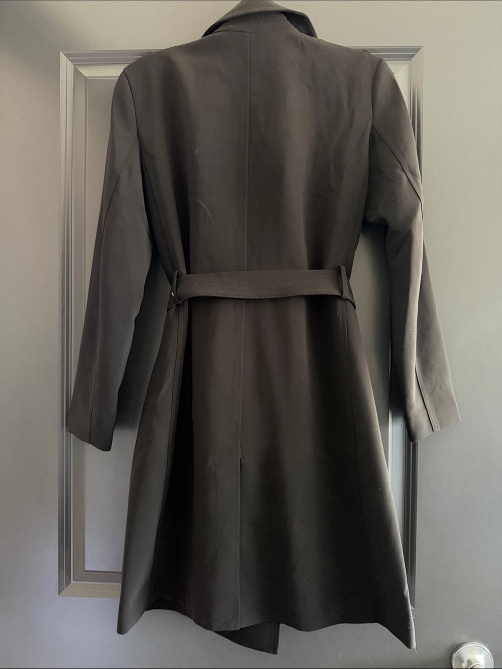 NWOT H&M Black Double-Breasted Trench Coat with Belt - Picture 5 of 5